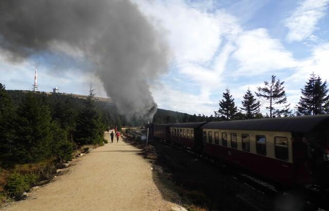 Die Gleise verlaufen hier parallel zum Goetheweg, der von Torfhaus heraufführt.