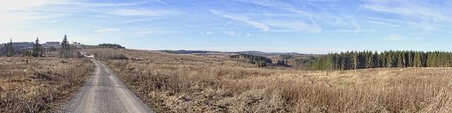 Blick von Walzenhütte in westlicher Richtung mit Brücke über die Harzquerbahnstrecke