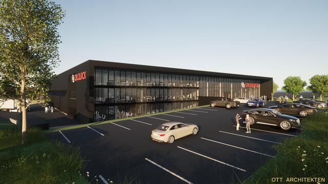 Auf rund 13.000 Quadratmetern entstehen zusätzliche Flächen für Produktion und Verwaltung mit einem vorgelagerten, flexibel nutzbaren Showbereich für Kundendemos und Schulungen. Das Schaubild verdeutlicht die Dimension sehr gut.  | Foto: Ott Architekten