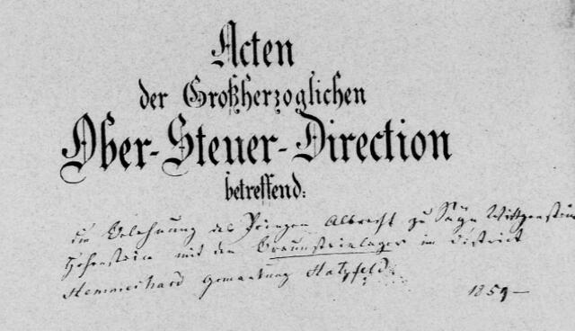 zur Belehnung des Jungen Albrecht zu Seyn Wittgenstein
Hoherstein mit dem Braunsteinlager im District
Hammerhard Gemarkung Hatzfeld

