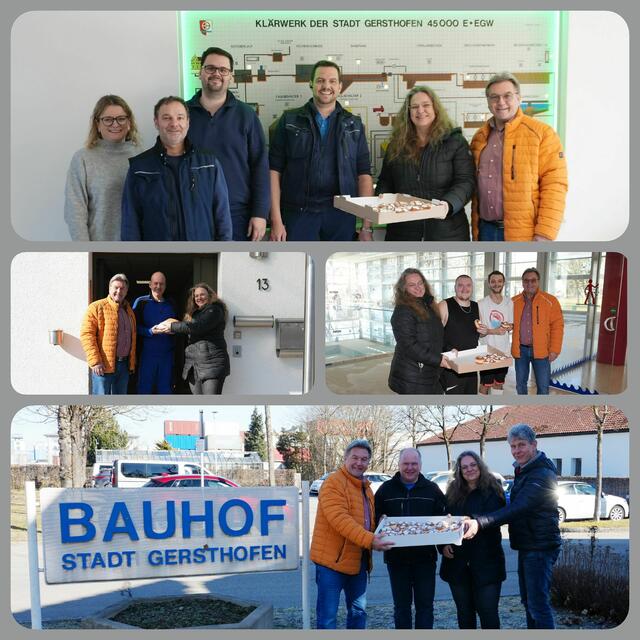 Die Mitarbeiterinnen und Mitarbeiter der Stadt Gersthofen haben am Rosenmontag Krapfen erhalten. Mit dieser Geste wollten sich Reinhold Dempf, Zweiter Bürgermeister, und Sigrid Steiner, Dritte Bürgermeisterin, herzlich für den unermüdlichen Einsatz bedanken. | Foto: Stadt Gersthofen (Kai Schwarz)