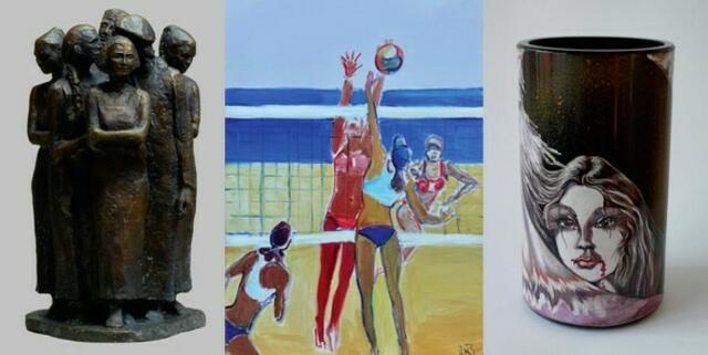 Die Vorderseite des Flyers zur Ausstellung "Drei starke Frauen" in Wertingen.