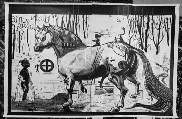 HAIDE von Franca Bartholomäi, Diptychon
 Technik:Woodcut | Foto: Bartholomäi, Merkel Collection