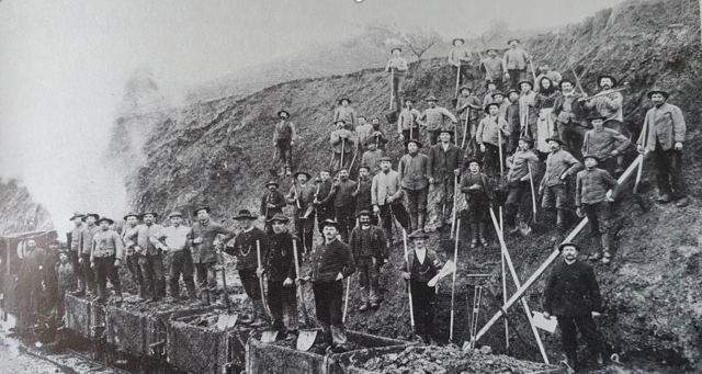 Bahnstreckenbau 1907 bei Holzhausen
