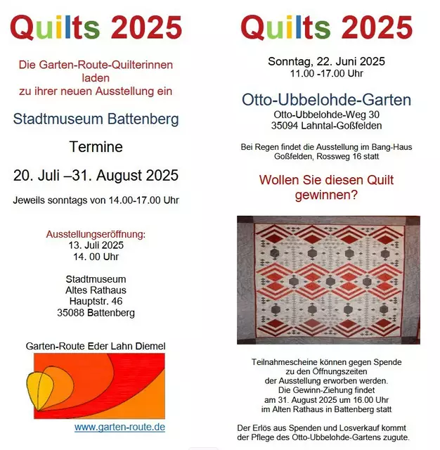Hinweis auf die Sonderausstellung Quils 2025, die vom 20. Juli bis zum 31. August 2025 im Stadtmuseum zu sehen sein wird. Entgegen dem oben abgebildeten Entwurf wird die Austellungseröffnung am 20. Juli um 14 Uhr sein.