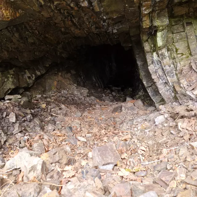 Blick vom Eingang des Burgbergstollens ins Innere