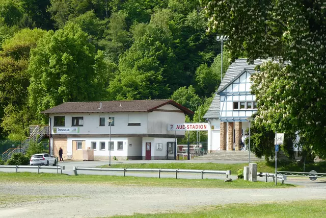 Eingangsbereich zum Auestadtion in Biedenkopf.