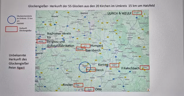 Herkunft der Glockengießer der 55 dokumentierten Glocken