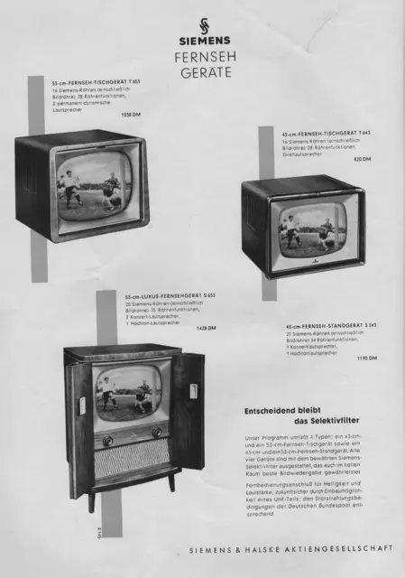 Diese Werbung für Fernsehgeräte der Firma Siemens &amp; Halskese wurde 1956 in der Fachzeitschrift "Funk-Fachhändler" 8. Jahrgang 1956 veröffentlicht. | Foto: Otto Killensberger