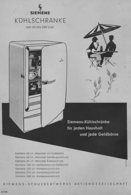 Auch Kühlschränke wurden von Siemens Schukert hergestellt - diese Werbung dafür stammt aus der Bundeszeitschrift "Deutsches Elektro-Handwerk" aus dem Jahre 1955 - 30. Jahrgang. | Foto: Otto Killensberger