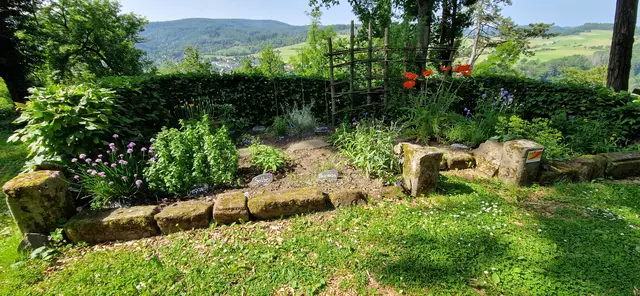 Liebevoll angelegtes Gärtchen auf der Burgruine Hatzfeld