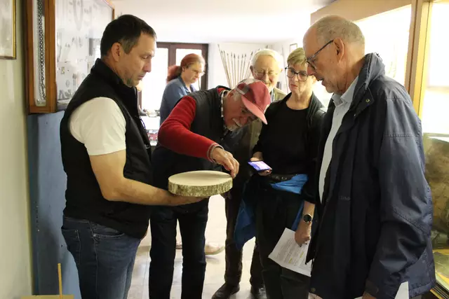 Mitmachstation 4: Bestimmung der Himmelsrichtung anhand der Jahresringe | Foto: Cornelius Brandelik