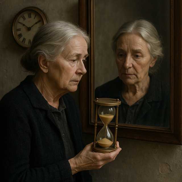 Die Zeit, die ist ein sonderbar Ding.
Wenn man so hinlebt, ist sie rein gar nichts.
Aber dann auf einmal, da spürt man nichts als sie.
Sie ist um uns herum, sie ist auch in uns drinnen.
In den Gesichtern rieselt sie, im Spiegel da rieselt sie,
in meinen Schläfen fliesst sie.
Und zwischen mir und dir da fliesst sie wieder,
lautlos, wie eine Sanduhr.

(Richard Strauss, Der Rosenkavalier)