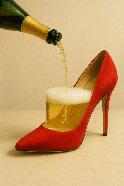 Wohl ist hier zu Land' die Sitte bekannt,
Man fülle galant den Schuh bis zum Rand
Chacun à son goût!
Und raubt Euch die Ruh'
Ein Schluck aus dem Schuh, glu, glu, glu, immerzu.

(Karl Millöcker, Der Bettelstudent)