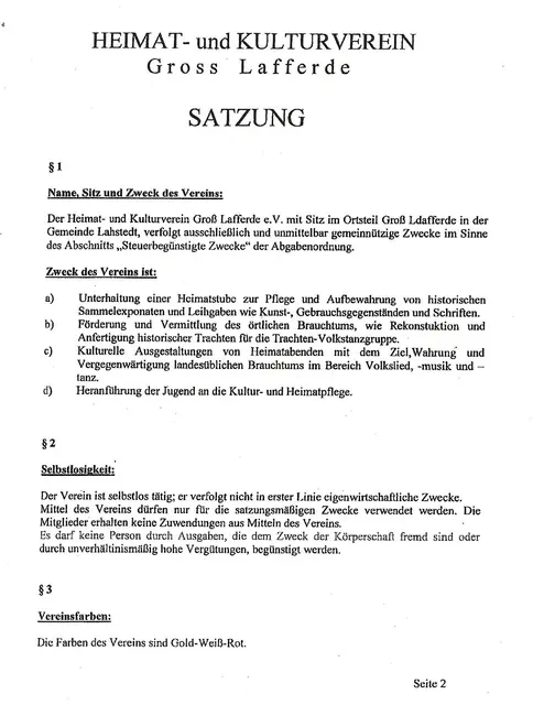 Vereinssatzung Blatt 1