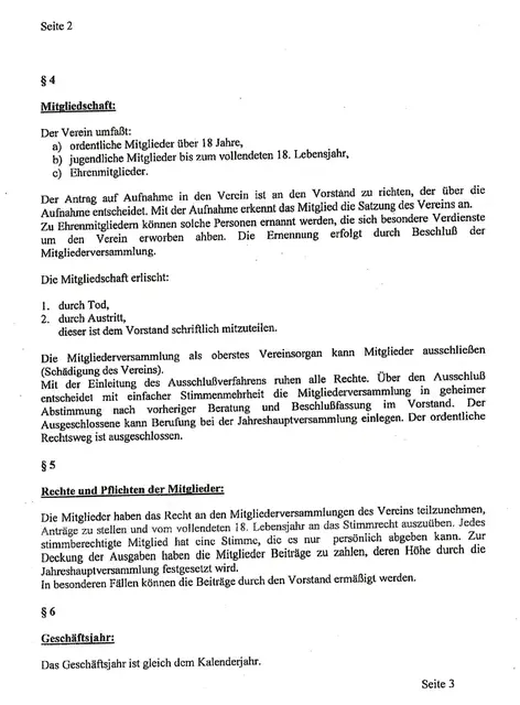 Vereinssatzung Blatt 2