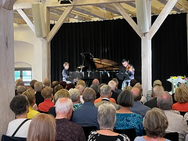 Die preisgekrönten Musiker Evgeny Konnov am Klavier und Sandro Roy an der Geige verwandelten das Wittelsbacher Schloss in ein musikalisches Feuerwerk. | Foto: Sabine Roth