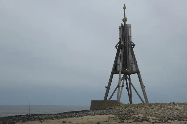 Die Kugelbake an der Mündung der Elbe in die Nordsee.