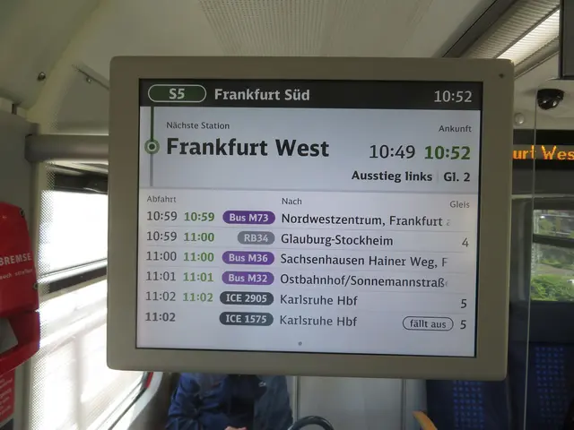 Abfahrtstafel Frankfurt West in der S-Bahn