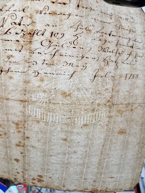 Wasserzeichen von einem Brief aus dem Jahr 1788