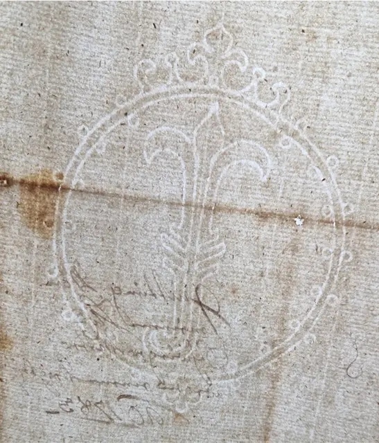 Wasserzeichen von einem Brief aus dem Jahr 1783