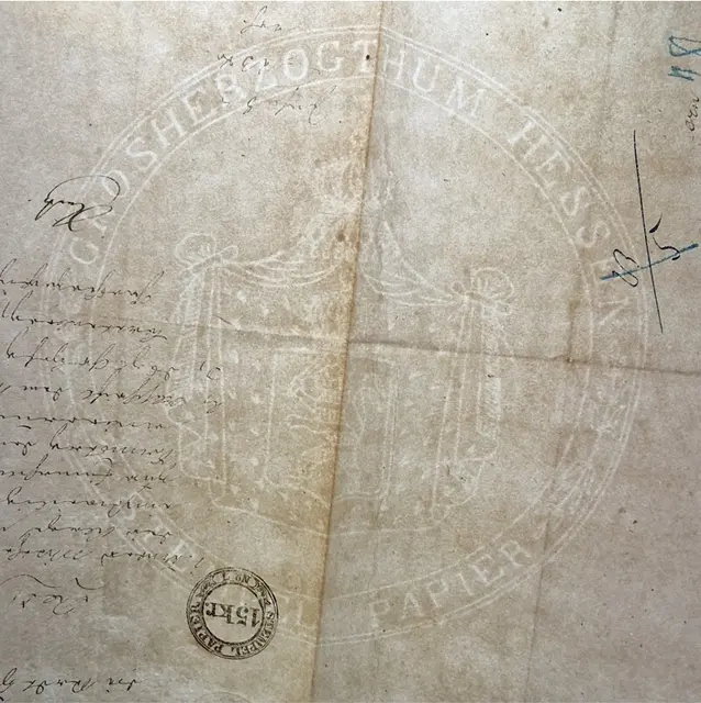 Wasserzeichen von einem Brief aus dem Jahr 1821