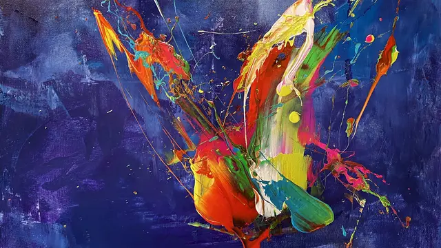 „Gekleckst“, Bildausschnitt des Gemäldes, Waltraud Osten, Acryl auf Leinwand, 95 x 95 cm. Foto: Helmut Kuzina