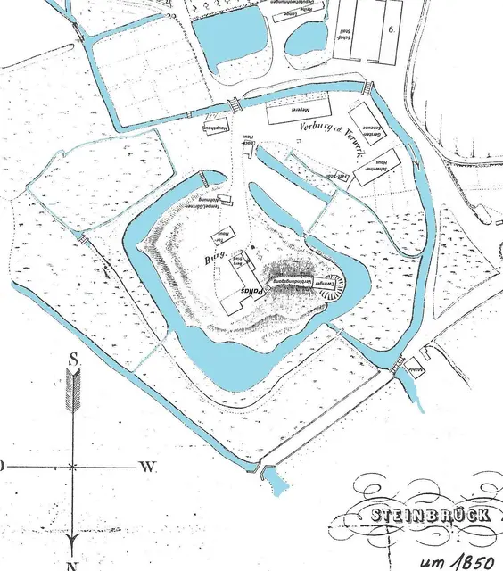 Burg Steinbrück, Lageplan um 1850