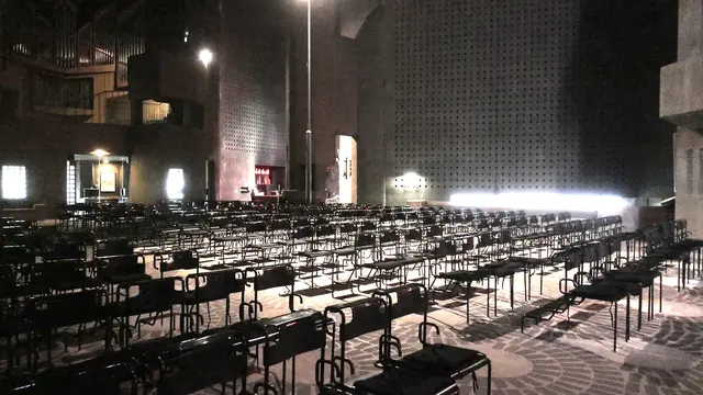 Der Nevigeser Wallfahrtsdom oder Mariendom ist eine Wallfahrtskirche im Velberter Ortsteil Neviges, die von Gottfried Böhm geplant, ab 1966 gebaut und 1968 geweiht wurde. - 2019
