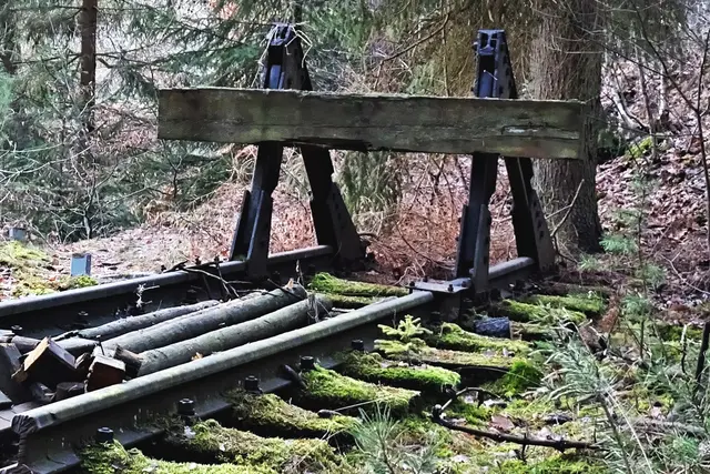die Gleise (1.000 mm) der Hochbahn lagen etwa 40 m über den Hochöfen. Von dort oben gelangte, nachdem die, mit Erz beladenen, Loren über einer Gleiswaage gewogen wurden, das Erz über eine entsprechende Vorrichtung direkt in die beiden Hochöfen 