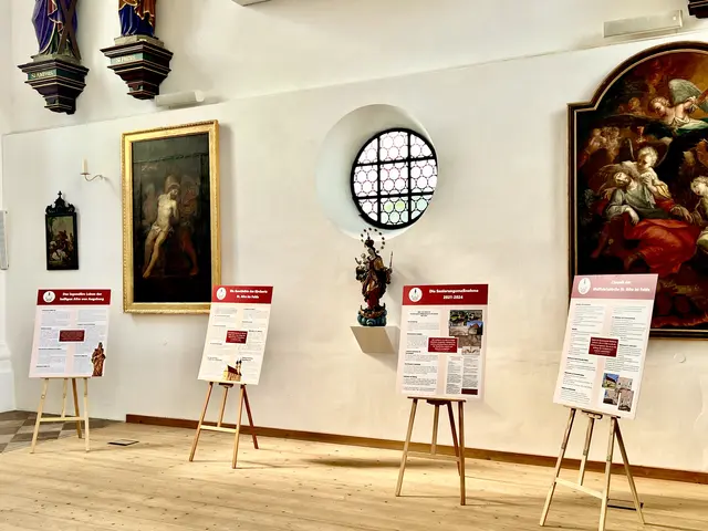 Zwischen den Führungen informierten Schautafel über die Baugeschichte der Wallfahrtskirche und über die Geschichte des Kirchorts. Eine Multimedia-Station gab Einblicke in die Sanierung 2021-2024.  | Foto: Steffen Brühl
