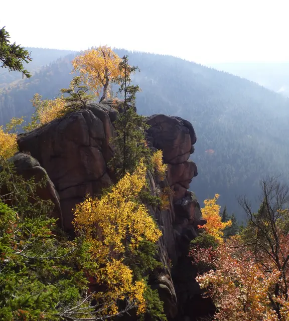 Über die Rabenklippen, hoch über dem Eckertal im Harz, gibt es von Heinrich Seidel aus dem 19. Jahrhundert ein schauriges-schönes Lied: Auf den Rabenklippen bleichen Knabenrippen und der Mond verkriecht sich düster durchs Gewölk.... Von dort oben geht der Blick auf den Brocken. | Foto: Kurt Wolter