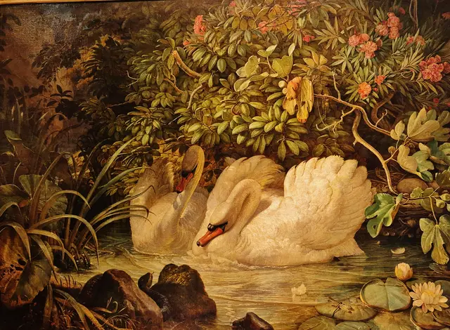 Friedrich Nerly
"Schwäne verteidigen ihr Nest gegen eine Schlange"