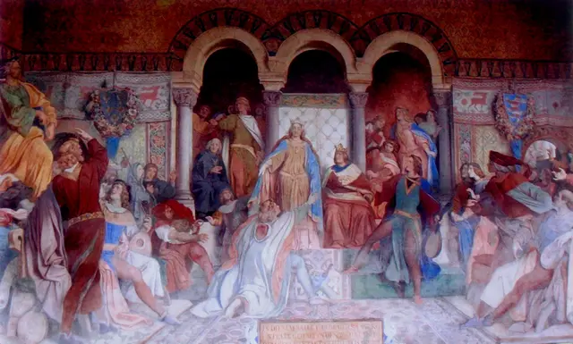 Ein anderes Ereignis fand der Sage nach vor 800 Jahren statt. Moritz von Schwind hat es im Saal des Wettbewerbs im Bild festgehalten. Das war der berühmte Sängerkrieg auf der Wartburg, den Richard Wagner im Tannhäuser auf musikalische Art verarbeitet hat.  | Foto: Kurt Wolter