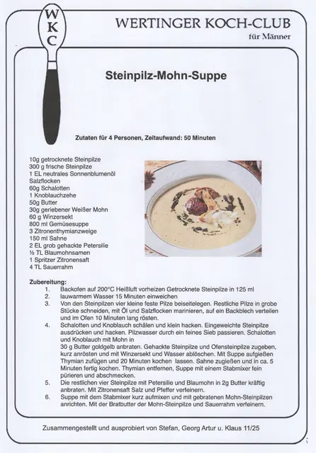 Rezept zur Steinpilz-Mohn-Suppe. | Foto: Klaus Hill