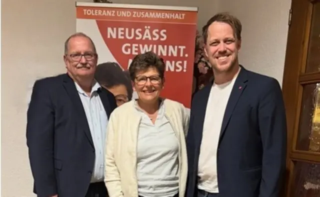 Stadtrat Christian Rindsfüßer, 3. Bürgermeisterin Susanne Höhnle, Landratskandidat Fabian Wamser