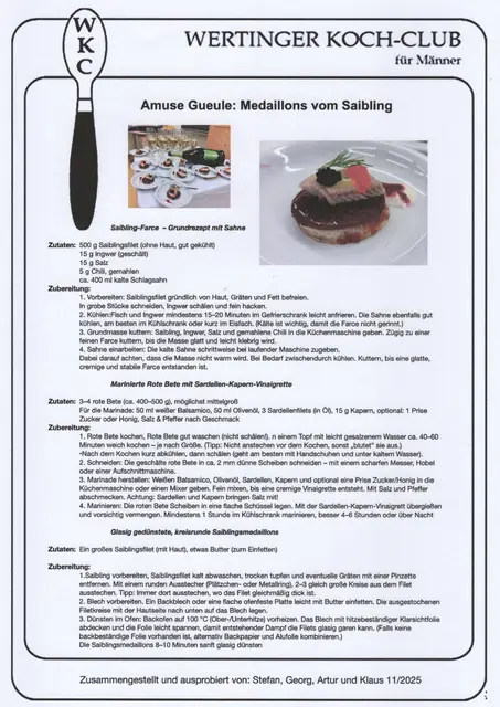 Das Rezept zum Amuse Geuele: Medaillons vom Saibling - zubereitet von Stefan Kaiser.  | Foto: Klaus Hill