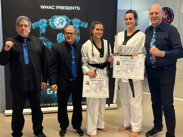 Die Prüflinge des TSV Schwabmünchen mitden Prüferen v.l. Franco Melchioretto, Efisio Prasciolu, Aylin Albayrak, Jana und Thomas Heiß