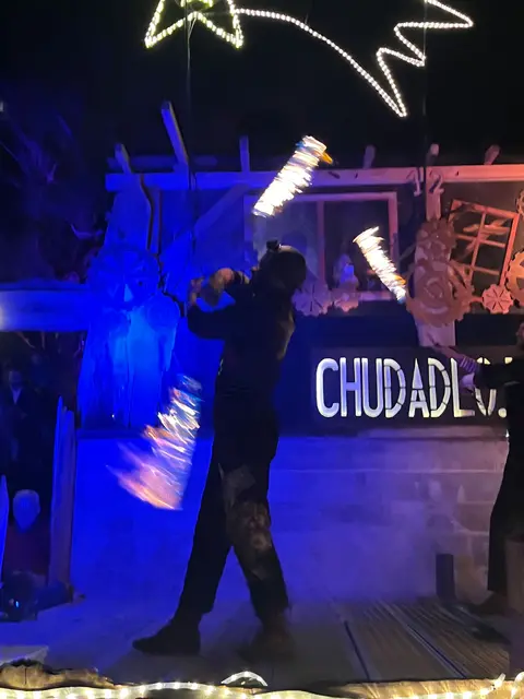 Feuer-Show an der Leine