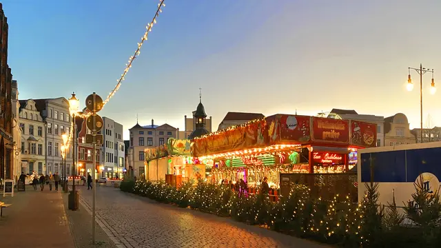 Viele kleine Nordmanntannen, die am letzten Tag verschenkt werden,  umrahmen den Weihnachtsmarkt. Foto: Helmut Kuzina