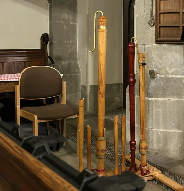 Die mitgebrachten und bespielten Blockflöten. 