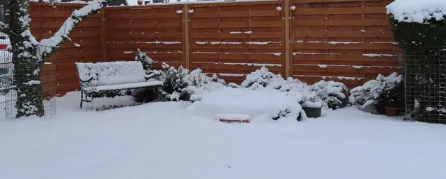 Die Sandkasten-Ecke unseres Enkels im Garten am 02.01.2026 (Ausschnitt aus dem Original-Foto). | Foto: M. A.