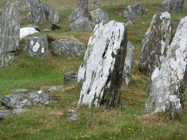 Steine aus Reste von Siedlungen: The Braaid auf der Isle of Man