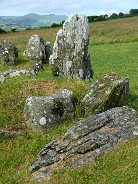 Steine aus Reste von Siedlungen: The Braaid auf der Isle of Man