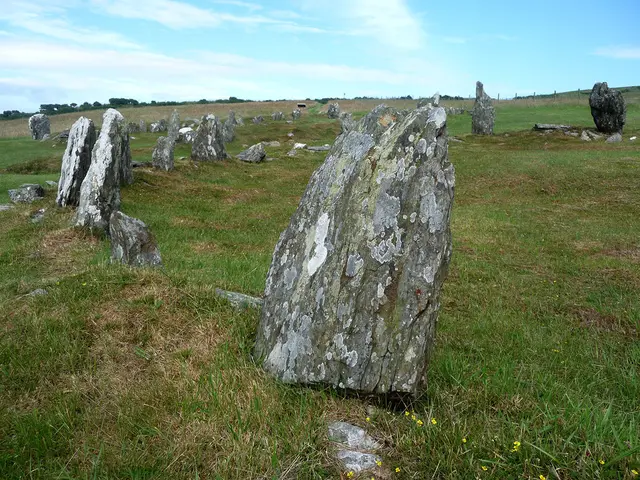 Steine aus Reste von Siedlungen: The Braaid auf der Isle of Man
