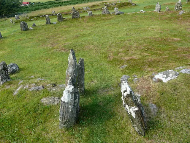 Steine aus Reste von Siedlungen: The Braaid auf der Isle of Man