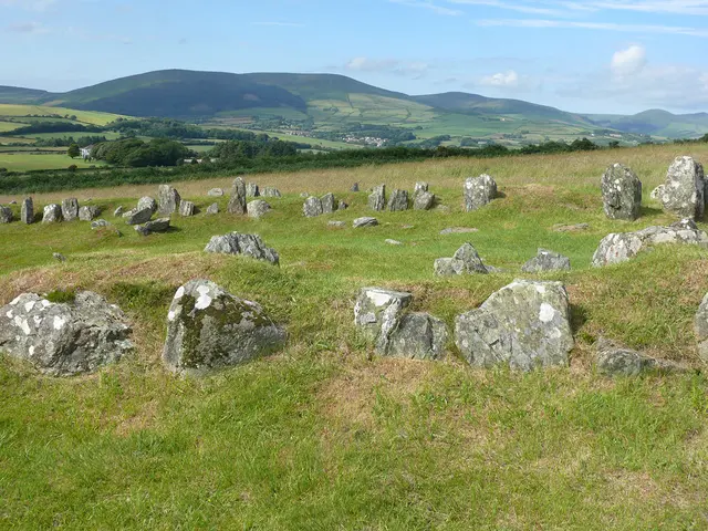 Steine aus Reste von Siedlungen: The Braaid auf der Isle of Man