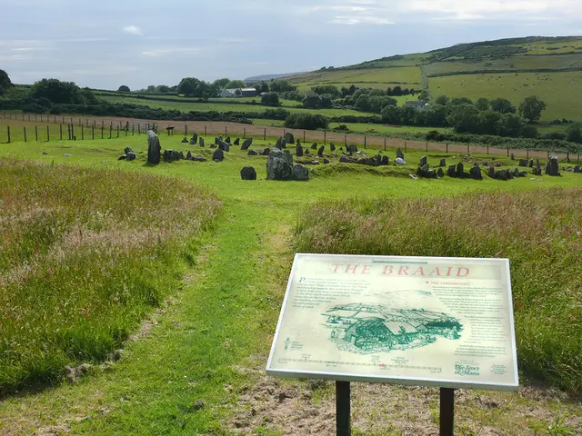 Steine aus Reste von Siedlungen: The Braaid auf der Isle of Man