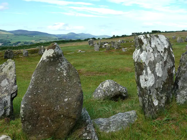 Steine aus Reste von Siedlungen: The Braaid auf der Isle of Man