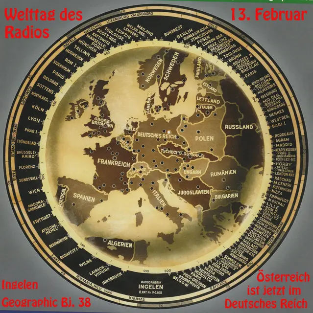 Die Ingelen Geographic-Scala nach 1939, hier gibt es Österreich auf der Europakarte nicht mehr, es ist jetzt Deutsches Reich. | Foto: Otto Killensberger